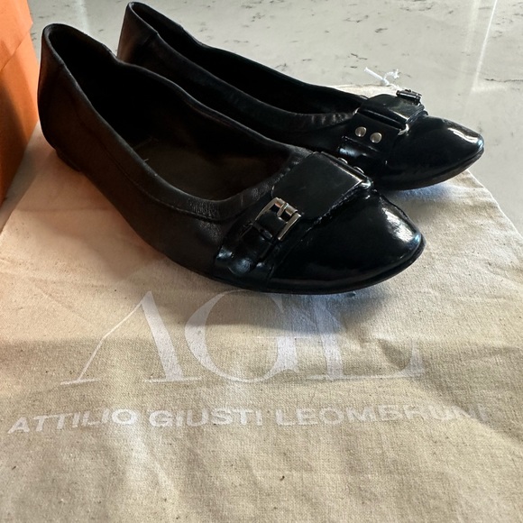 AGL | Black leather Italy ballet flats women’s 38 shoes - Picture 4 of 6